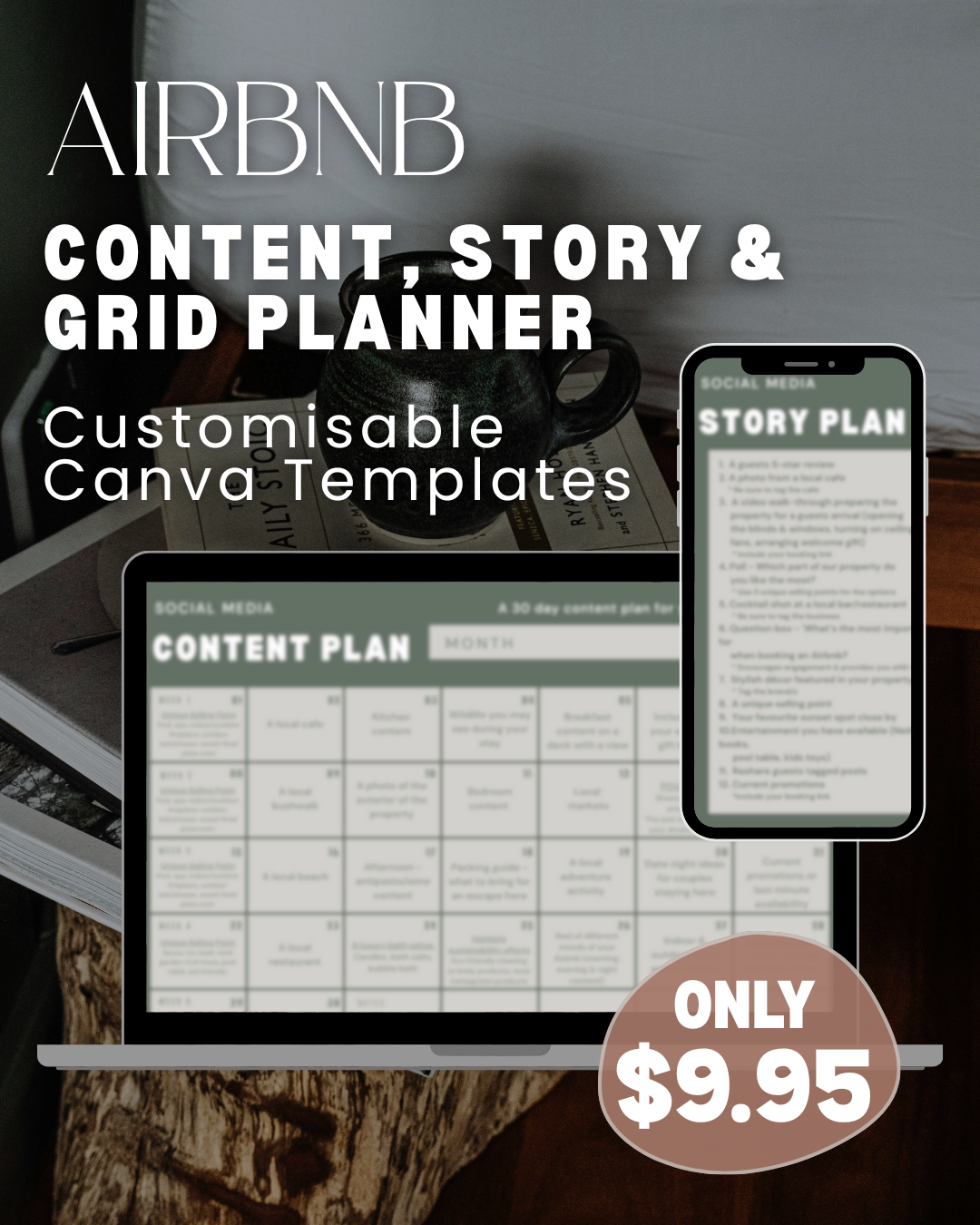 30-Day Social Media Content, Story & Grid Planner – For Airbnb Hosts & Holiday Rental Businesses