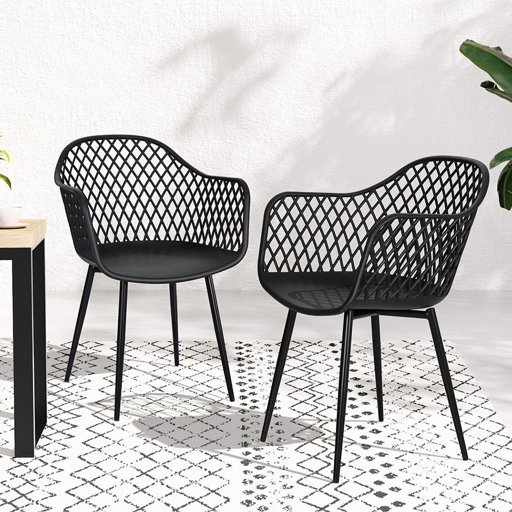 4PC Black Outdoor Dining Chairs