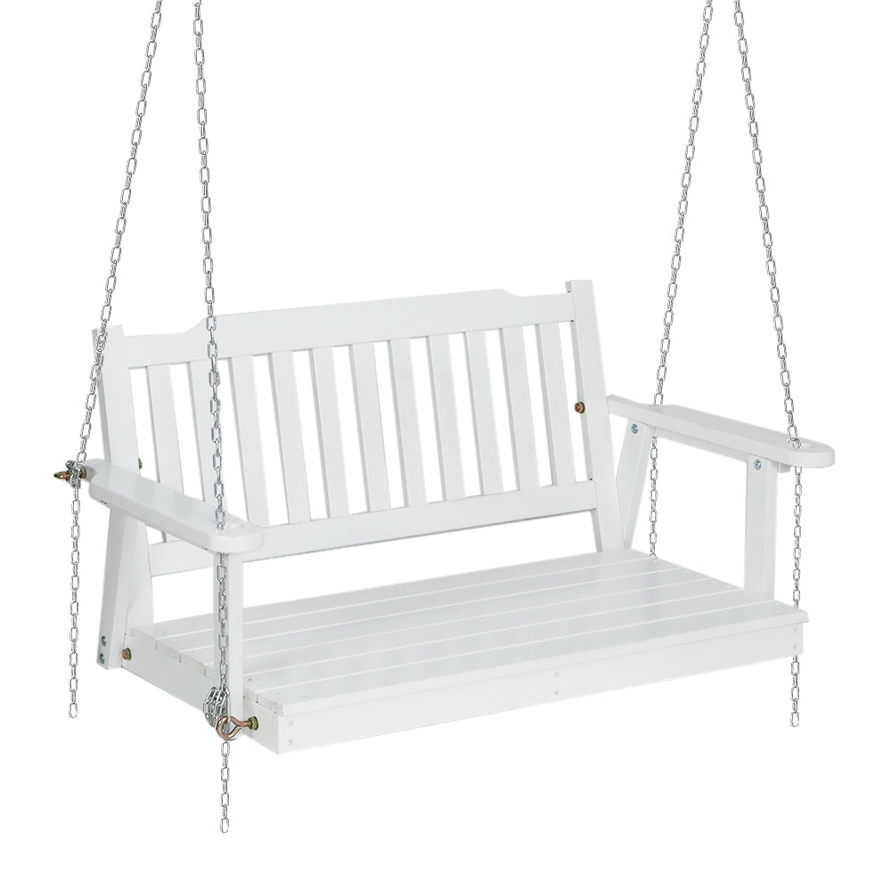 White Wooden Porch Swing Chair
