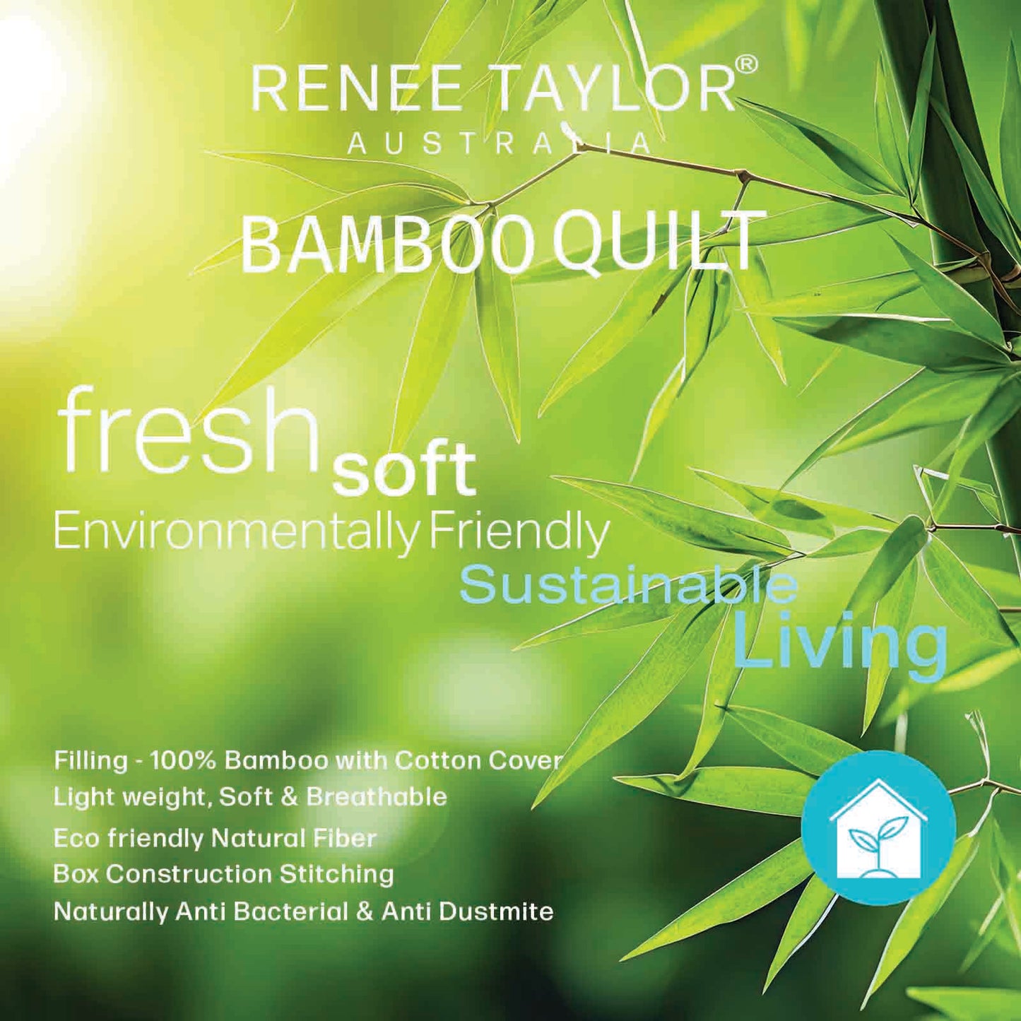 400 GSM All Seasons Natural Bamboo Queen Quilt by Renee Taylor