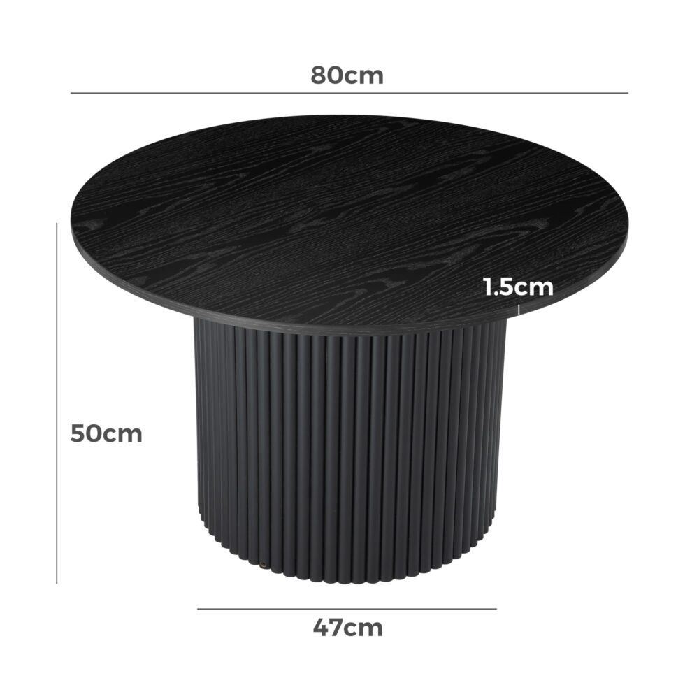 Stylish Black Ribbed Coffee Table
