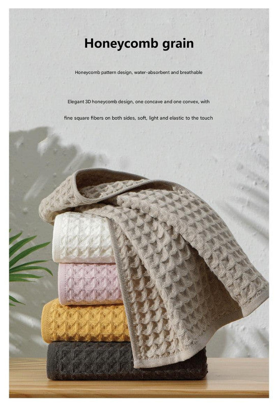 Luxurious 100% Cotton Waffle Weave 3-Piece Towel Set - (Light Brown)