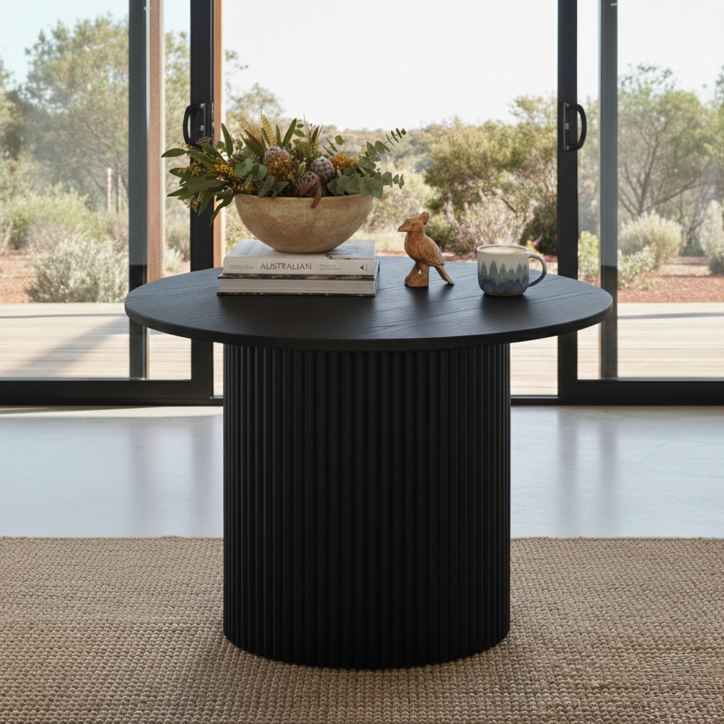 Stylish Black Ribbed Coffee Table