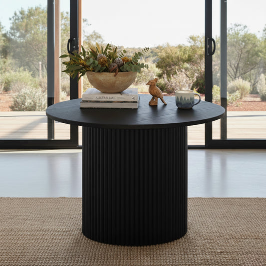 Stylish Black Ribbed Coffee Table