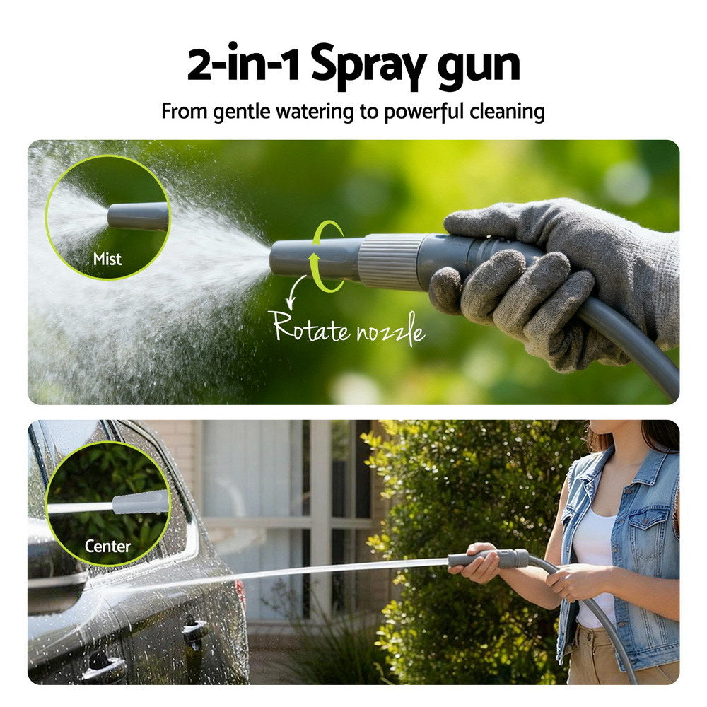 Green Fingers 20m Retractable Garden Hose Reel Heavy Duty 1/2" Hose Auto Rewind