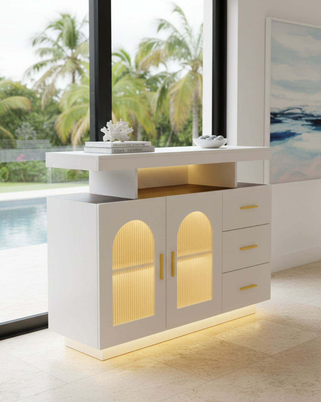 LED Light-Up Buffet Sideboard Cabinet
