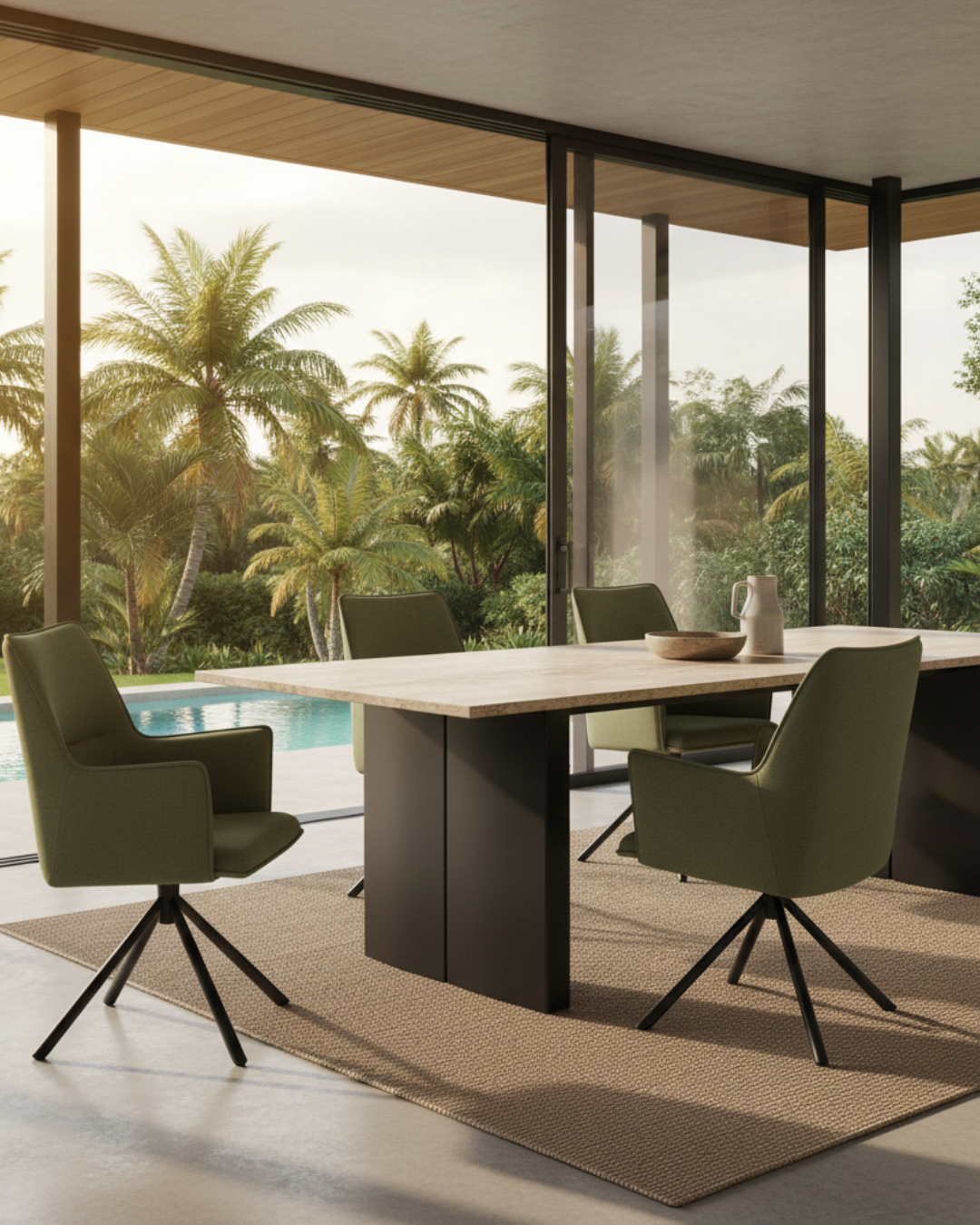 Green Linen Dining Chairs