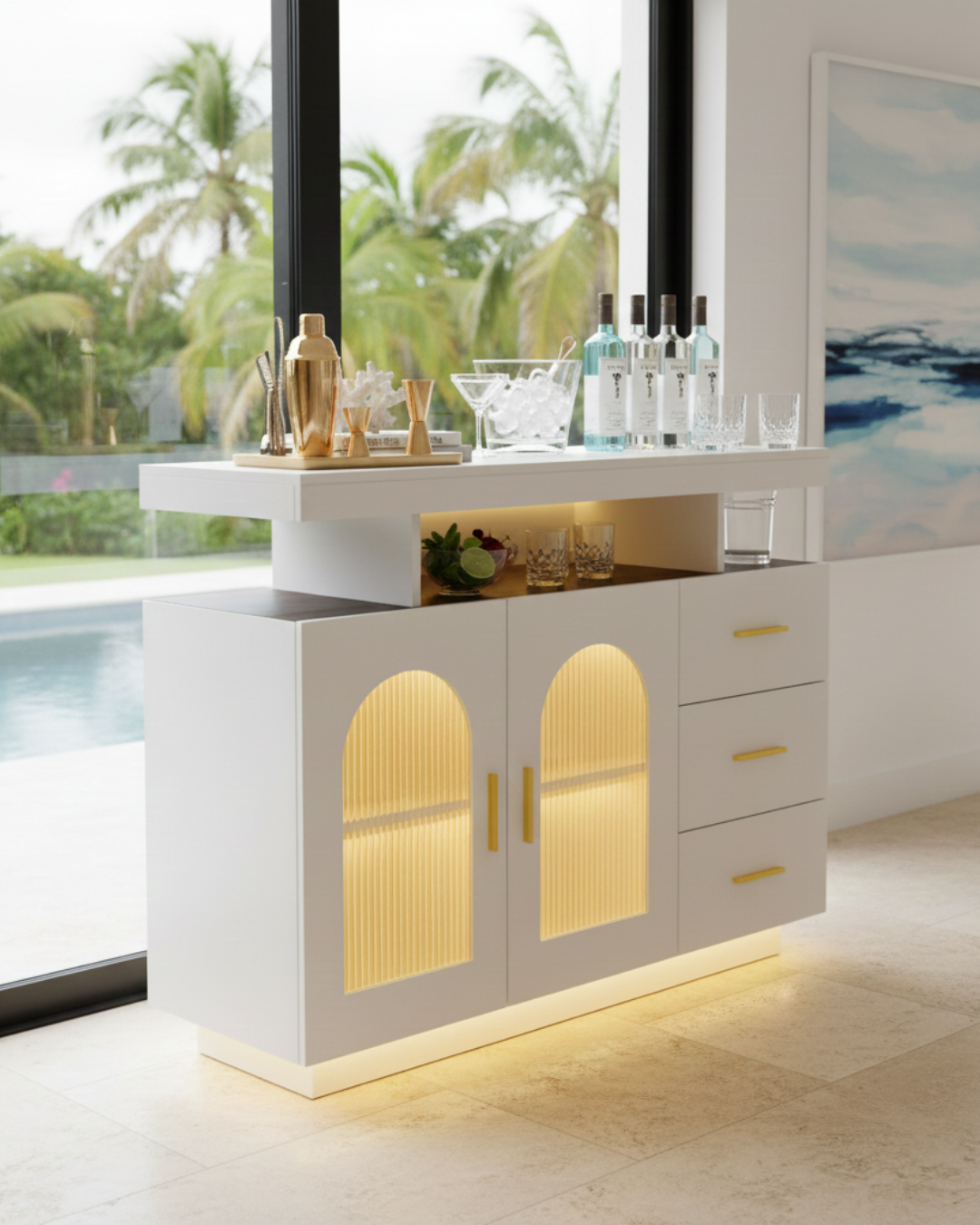 LED Light-Up Buffet Sideboard Cabinet