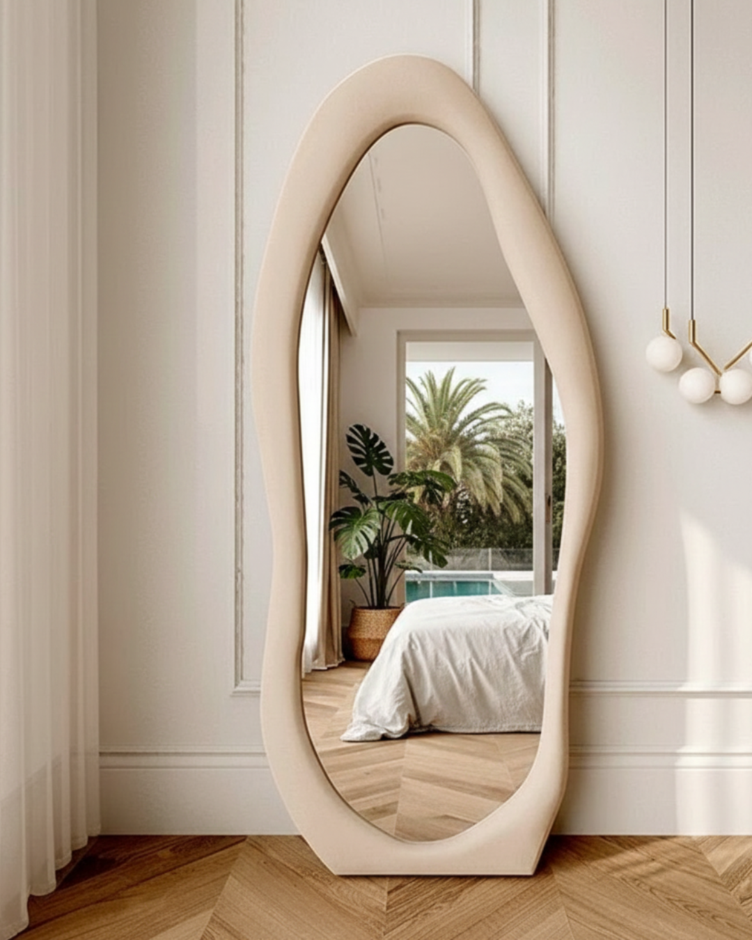 1.7m Standing Maiden Mirror Full Length Aesthetic Full Size Floor Mirror Bedroom Creative Modern Deco Cream