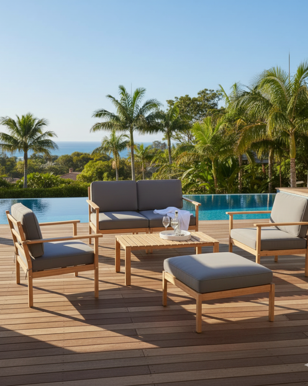 5-Seater Wooden Outdoor Sofa Set