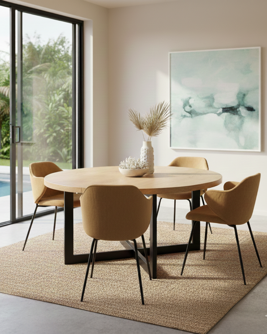 Set of 4 Dining Chairs Corduroy Cord Fabric with Metal Legs in Mustard Yellow