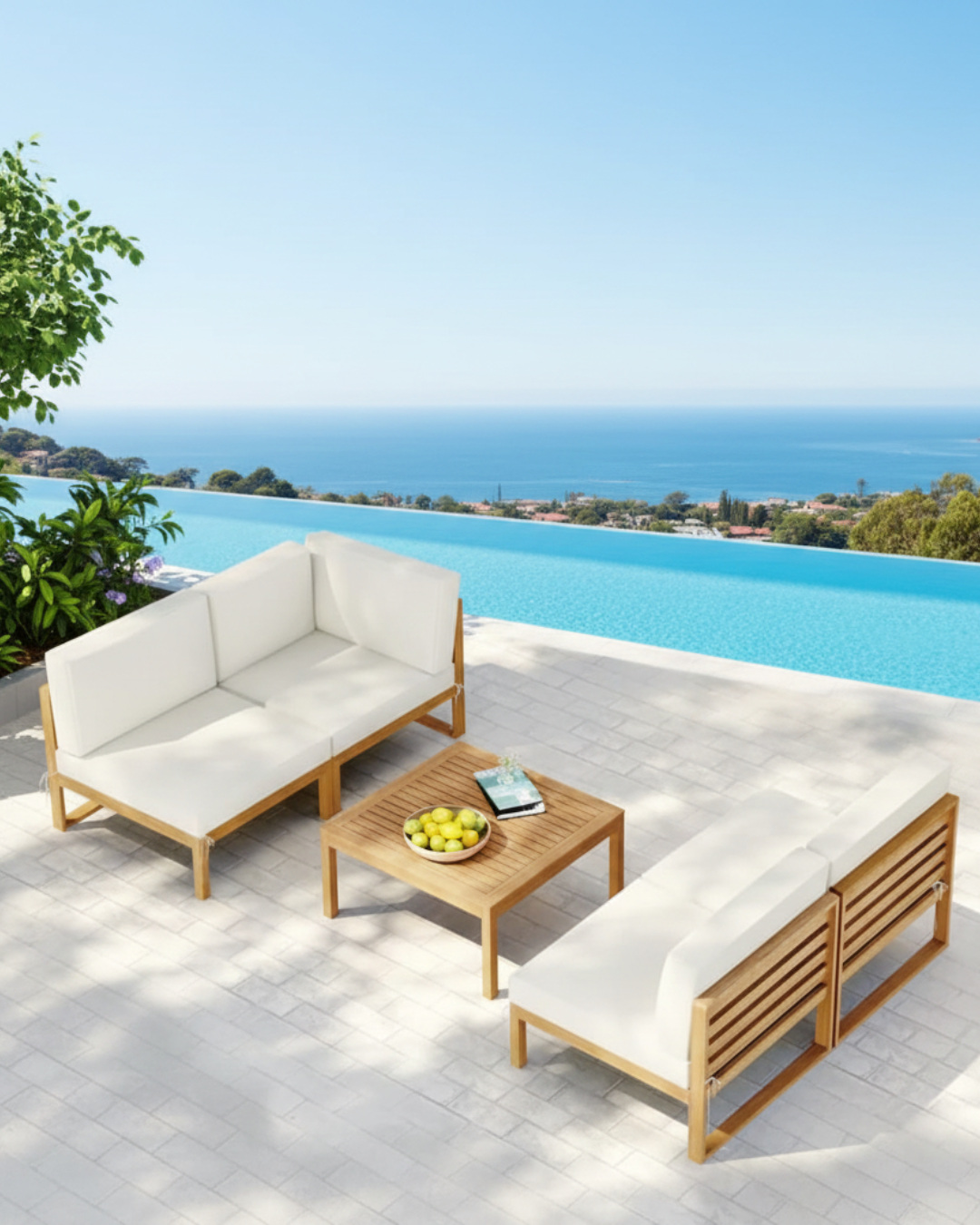 4-Seater Wooden Outdoor Sofa Set