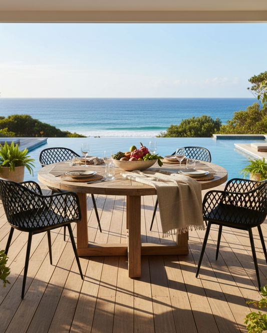 4PC Black Outdoor Dining Chairs