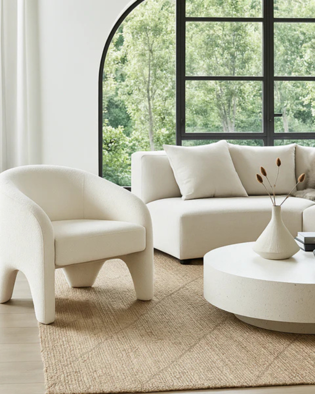 Interior Ave - Nova Sculptural Accent Chair – White Chenille