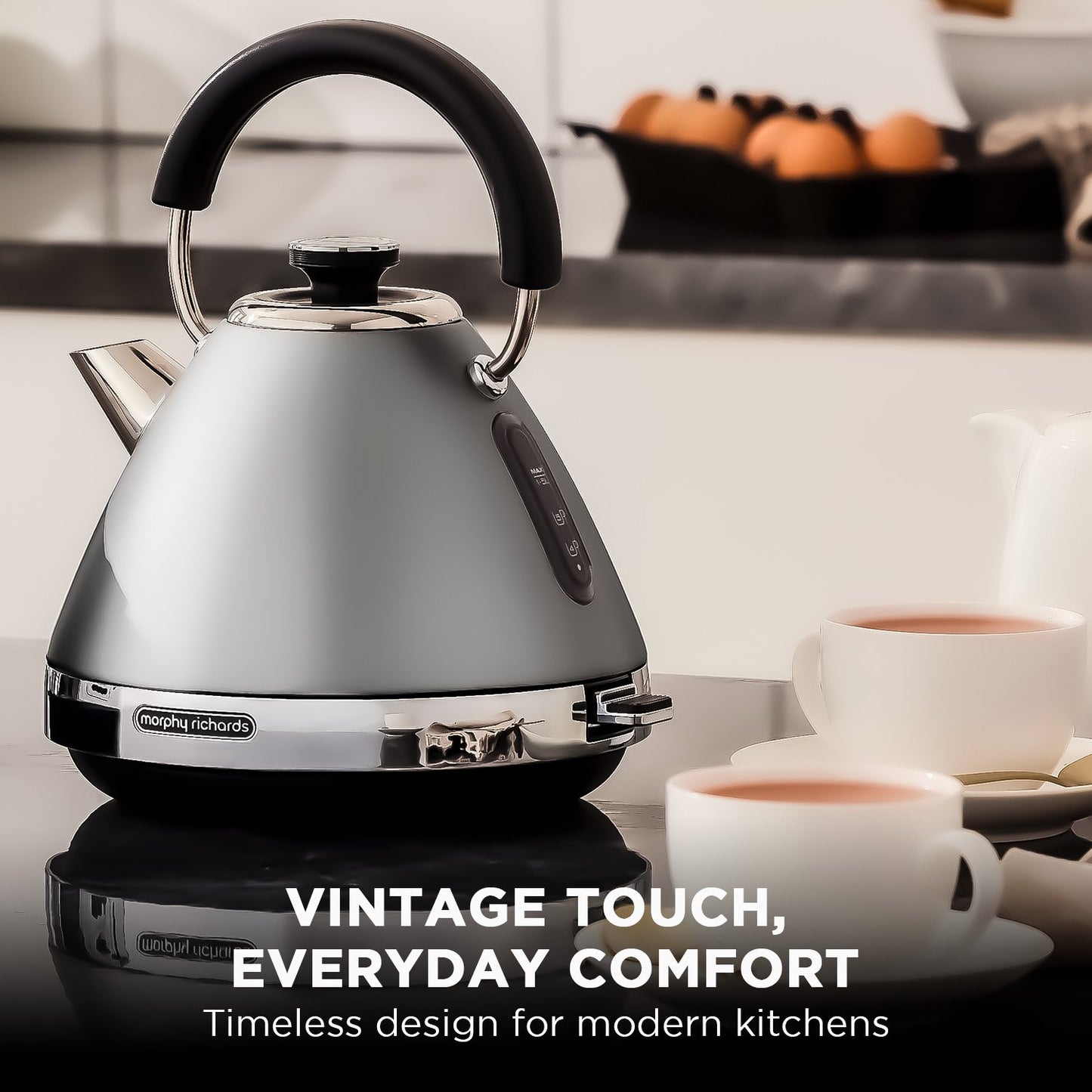 Morphy Richards 1.5L Venture Collection Pyramid Kettle in Steel Grey