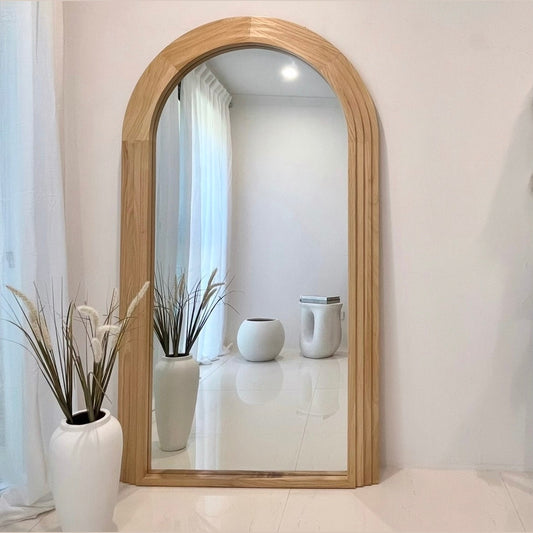 Interior Ave - Sierra Arched Step Mirror – Signature Sculptural Natural Wood Statement Piece