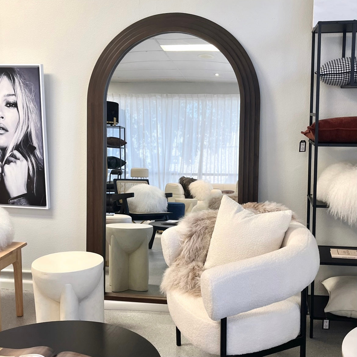 Interior Ave - Sierra Arched Step Mirror – Signature Sculptural Walnut Statement Piece