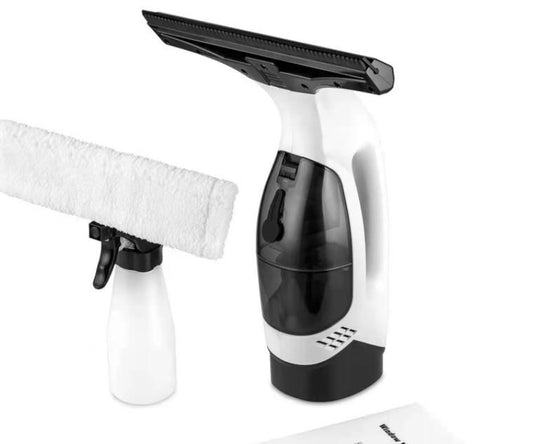 Cordless Window & Surface Vacuum Cleaner Kit - Rechargeable, Streak-Free Squeegee with Spray Bottle(White)
